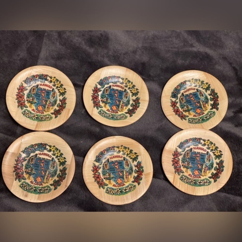 Set of 6 “Hawaii” Bamboo Coasters